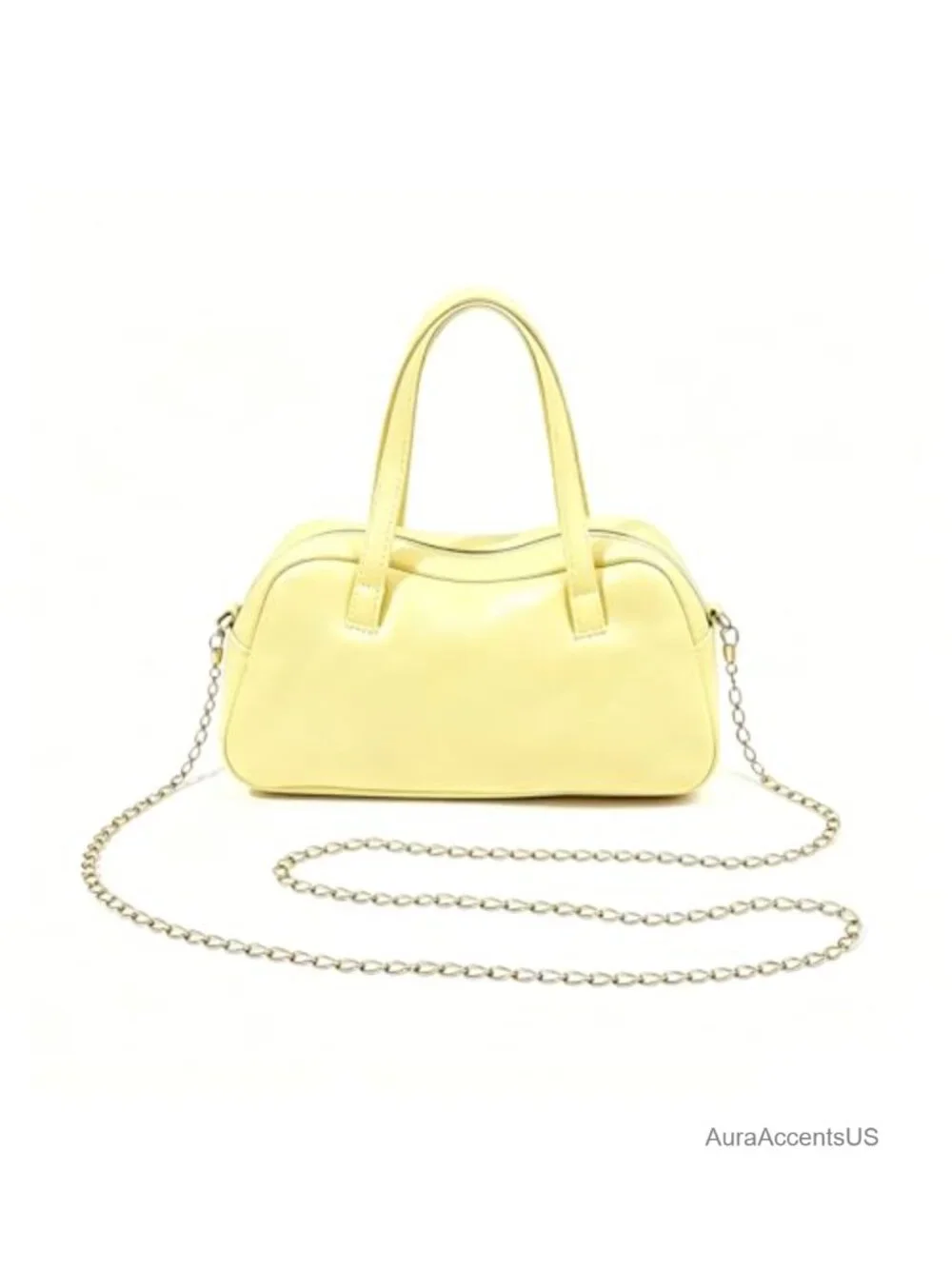 Mini Satchel Handbag Detachable Gold Chain Strap Crossbody PU Leather